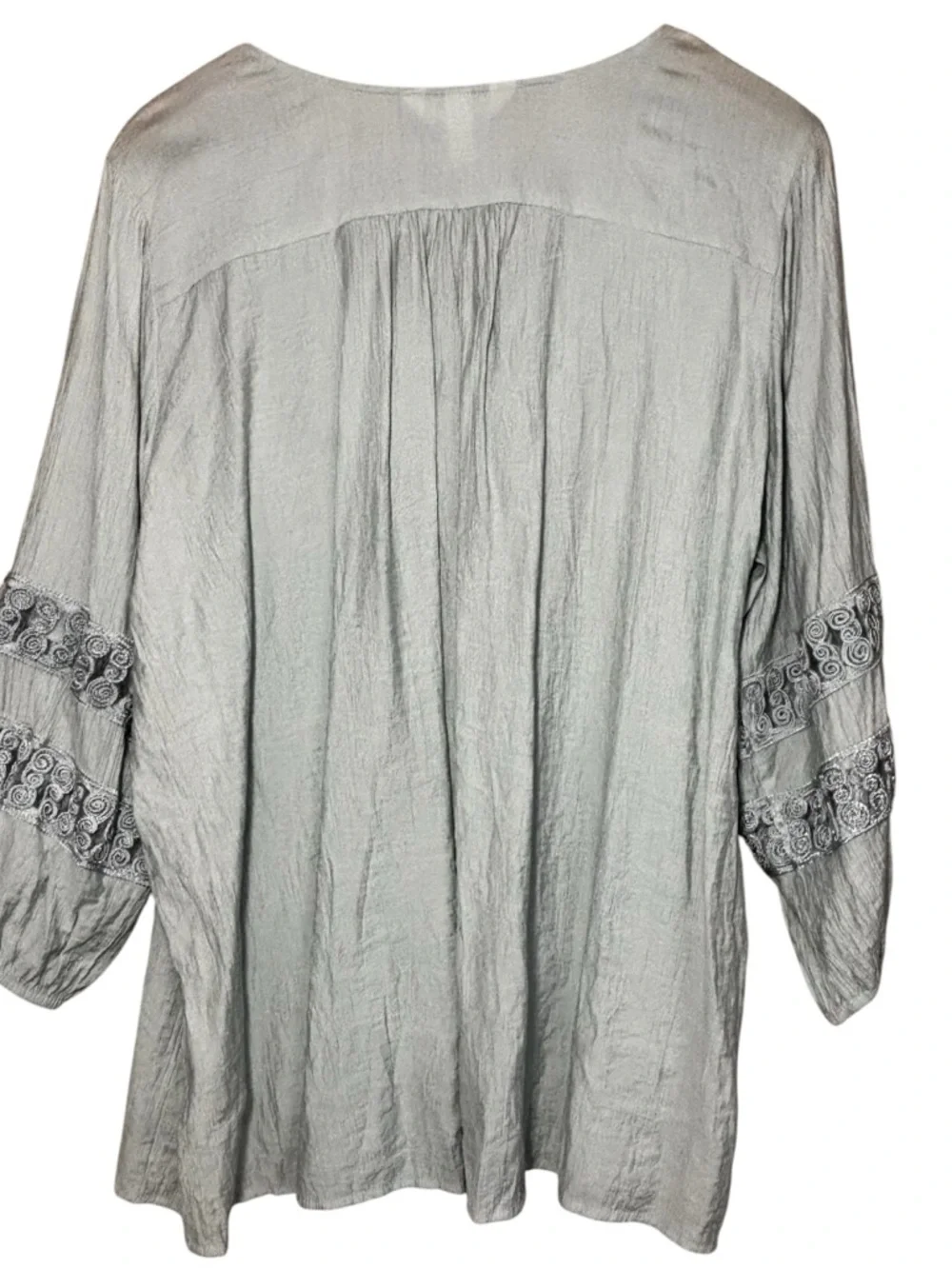 Krazy Kat boho peasant crinkle top, embroidered neck, 3/4 sleeves. Women’s XXL - Picture 5 of 6